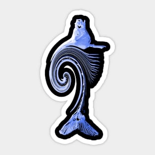 Curved Fish Blue Sticker